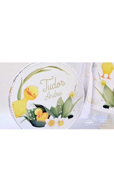 Trusou botez cu ratuste, narcise si flori de margaritar Mac Mac 28